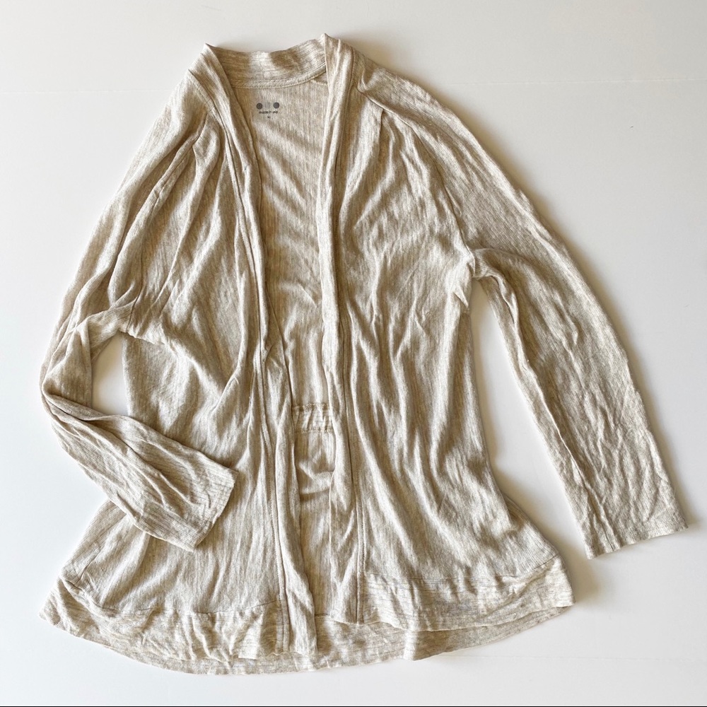 Three Dots Cardigan Linen Neutral Long Sleeve Tan